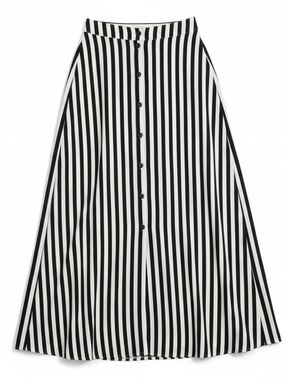 Hot Topic Black and White Striped Button-Front Maxi Skirt